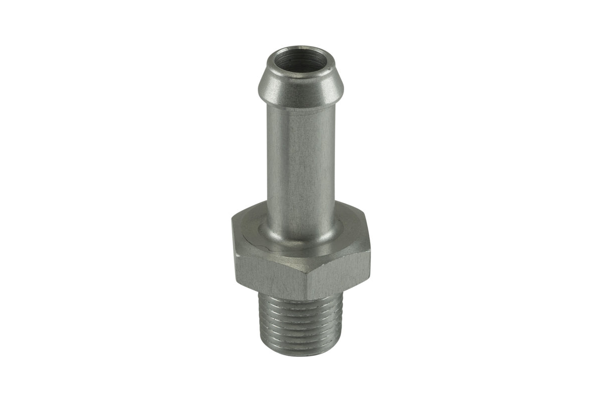 Fitting 8mm / 5/16" Hose End to 1/8 NPT Male Straight - Silver