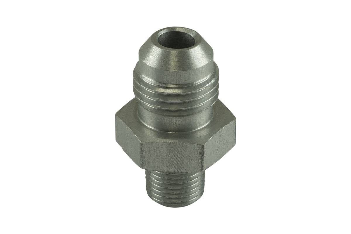 Fitting -6 AN Flare to 1/8 NPT Male Straight - Silver