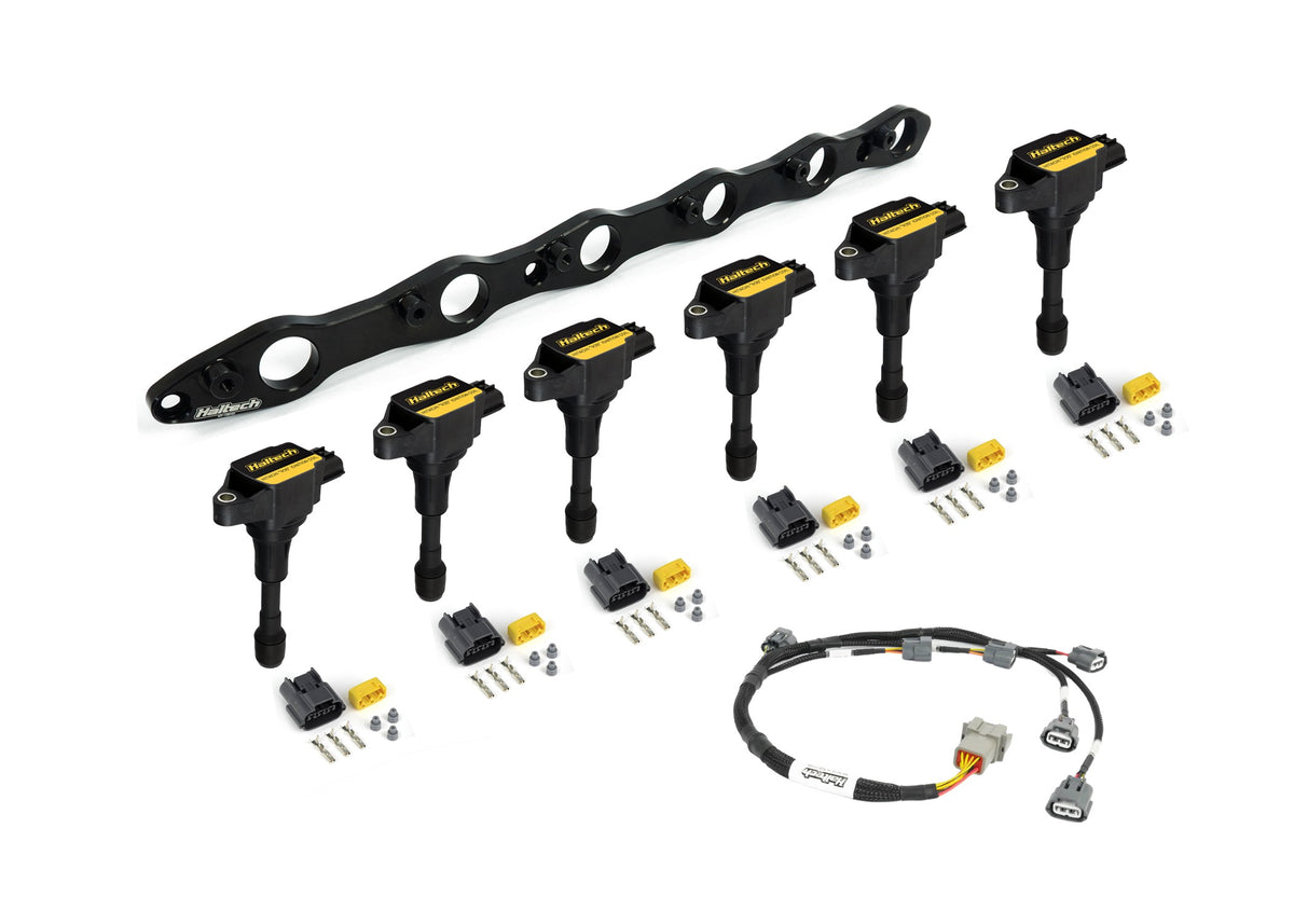 Haltech R35 Coil Bracket for Nissan RB20/25/26 includes bracket coils, connectors and harness